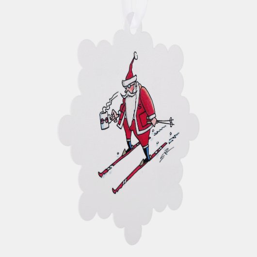Santa Skiing snowflake paper ornament (Rechts)