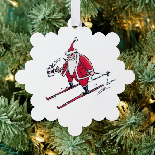 Santa Skiing snowflake paper ornament (Insitu (Drie))