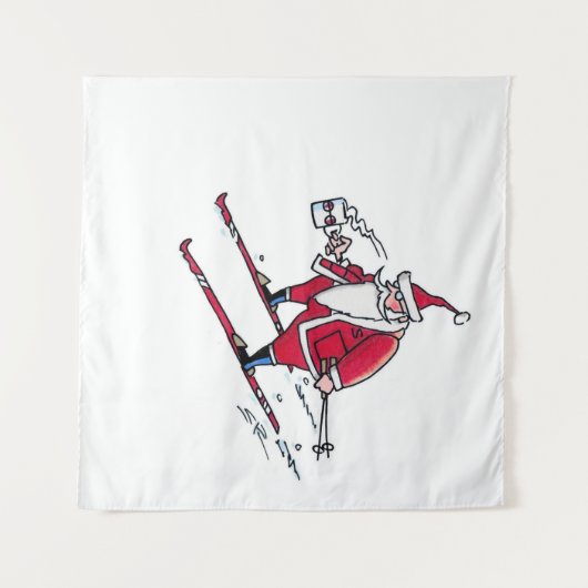 Santa Skiing tapestry Wandkleed (Voorkant (horizontaal))