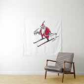 Santa Skiing tapestry Wandkleed (In situ)