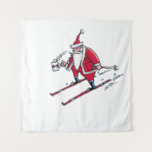 Santa Skiing wandtapijt Wandkleed (Voorkant)