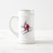 Santa Skiing white stein w gold trim Bierpul (Links)