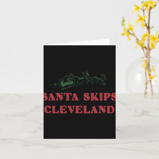 Santa Skips Cleveland Funny Santa Reindeer Xmas Ch Kaart (Gele Bloem)