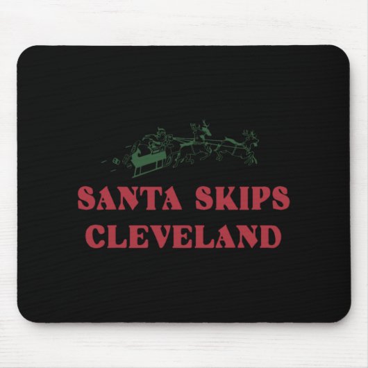 Santa Skips Cleveland Funny Santa Reindeer Xmas Ch Muismat (Voorkant)