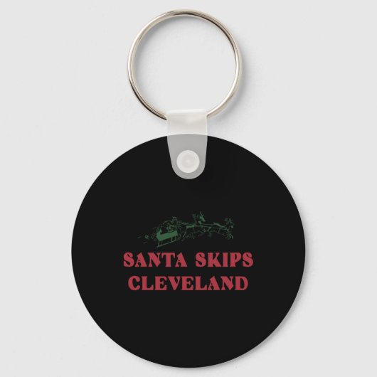 Santa Skips Cleveland Funny Santa Reindeer Xmas Ch Sleutelhanger (Voorkant)