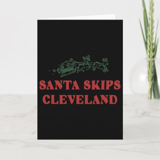Santa Skips Cleveland Santa Reindeer Xmas Christma Kaart (Voorkant)