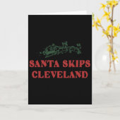 Santa Skips Cleveland Santa Reindeer Xmas Christma Kaart (Gele Bloem)