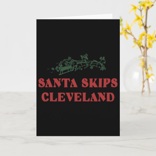 Santa Skips Cleveland Santa Reindeer Xmas Christma Kaart (Gele Bloem)