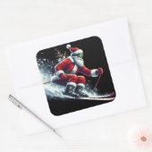Santa ski's voor de Feestdagen! Vierkante Sticker (Envelop)