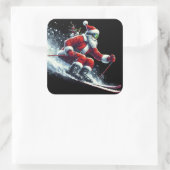 Santa ski's voor de Feestdagen! Vierkante Sticker (Tas)