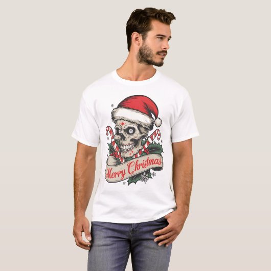 🎅💀 Santa Skull Christmas T-shirt (Voorkant volledig)