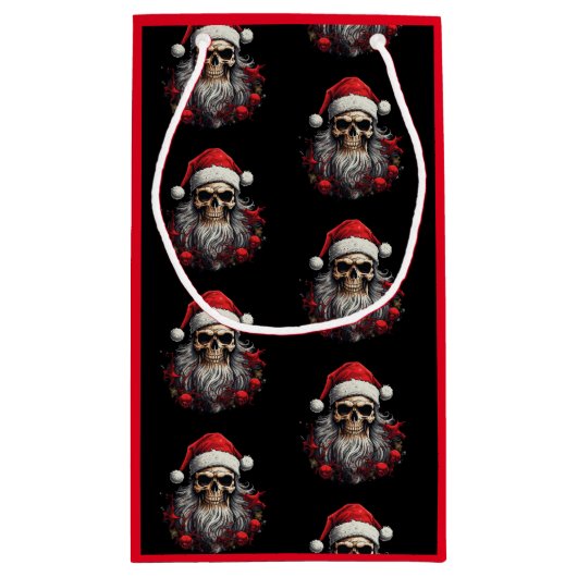 Santa Skull Gift Bag (Rood) Klein Cadeauzakje (Achterkant)