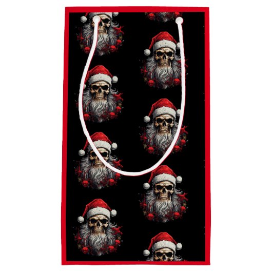 Santa Skull Gift Bag (Rood) Klein Cadeauzakje (Voorkant)