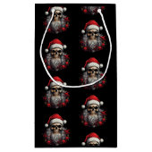 Santa Skull Gift Bag (zwart) Klein Cadeauzakje (Achterkant)