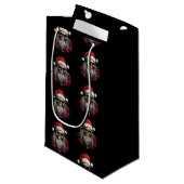 Santa Skull Gift Bag (zwart) Klein Cadeauzakje (Voorkant Gekanteld)