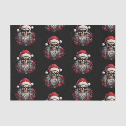Santa Skull Gift Tissue (zwart) Tissuepapier (Voorkant)