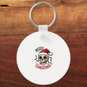 Santa Skull Hat Merry Christmas Family Matching Bo Sleutelhanger (Voorkant)