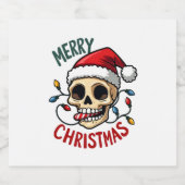 Santa Skull Hat Merry Christmas Family Matching Bo Sparkling Wijnetiket (Enkel label)