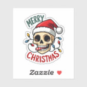 Santa Skull Hat Merry Christmas Family Matching Bo Sticker (Vel)