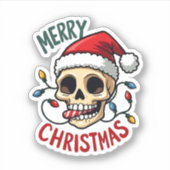 Santa Skull Hat Merry Christmas Family Matching Bo Sticker (Voorkant)