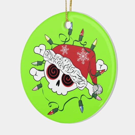 Santa Skull Keramisch Ornament (Links)