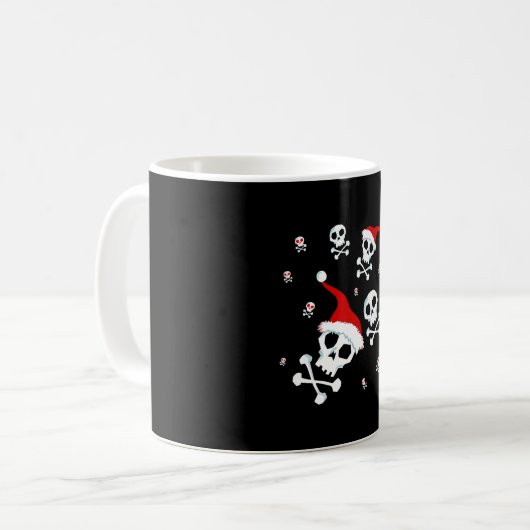 Santa Skull Kerstmis Kerstman Skulls Koffiemok (Voorkant links)