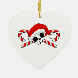 Santa Skull met snoepjes Keramisch Ornament