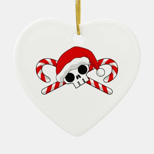 Santa Skull met snoepjes Keramisch Ornament (Voorkant)