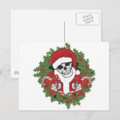 Santa Skull met Wreath Feestdagenkaart (Voorkant / Achterkant)