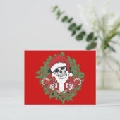 Santa Skull met Wreath Feestdagenkaart (Staand voorkant)