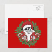 Santa Skull met Wreath Feestdagenkaart (Voorkant / Achterkant)