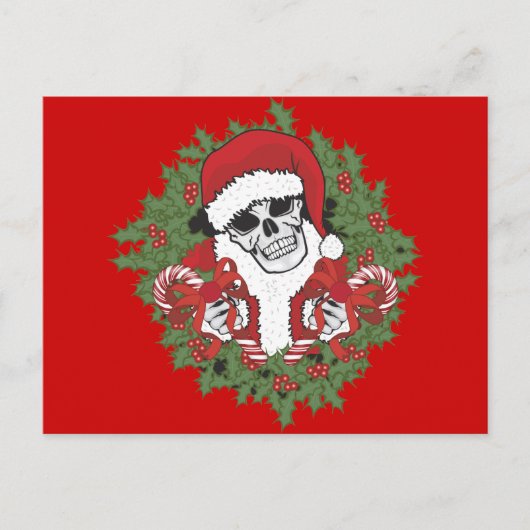 Santa Skull met Wreath Feestdagenkaart (Voorkant)