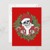 Santa Skull met Wreath Feestdagenkaart (Voorkant / Achterkant)