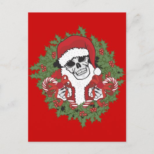 Santa Skull met Wreath Feestdagenkaart (Voorkant)