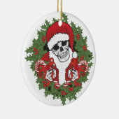 Santa Skull met Wreath Keramisch Ornament (Rechts)