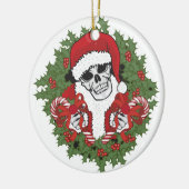 Santa Skull met Wreath Keramisch Ornament (Links)