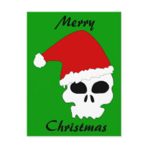 Santa Skull op Christmas Green