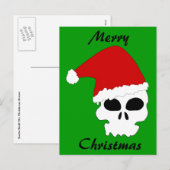 Santa Skull op Christmas Green Feestdagenkaart (Voorkant / Achterkant)