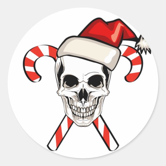 Santa Skull Ronde Sticker (Voorkant)