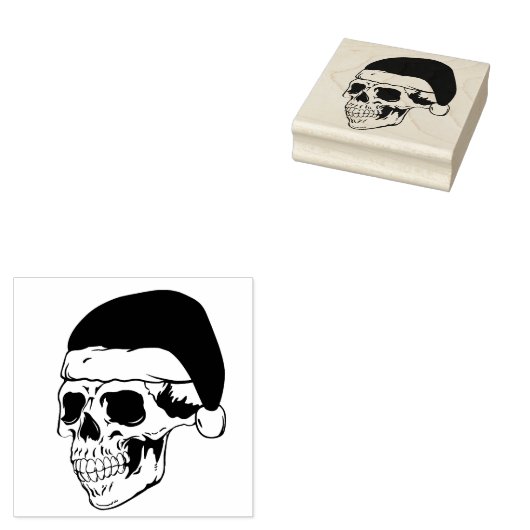 Santa Skull Rubberstempel (Gestempeld)