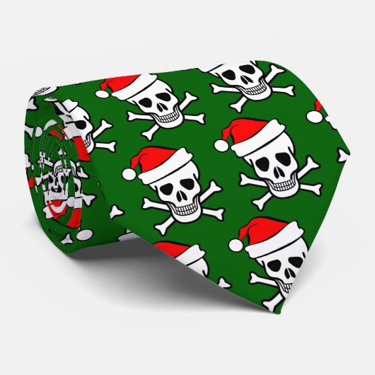 santa skull stropdas - donkergroen (Opgerold)
