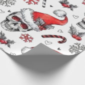 Santa Skulls en Candy Cane Wrapping Paper Cadeaupapier (Hoek)