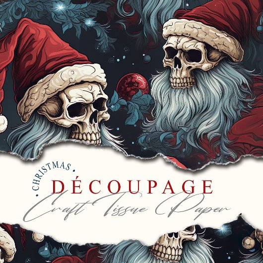 Santa Skulls in Petten Gotische Kerstmis Decoupage Tissuepapier