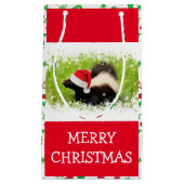 Santa Skunk met kerstpatroon Klein Cadeauzakje (Voorkant)
