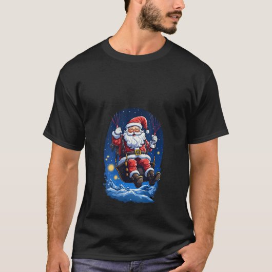Santa Skydiving Parachute Paragliding Kerstmis XM T-shirt (Voorkant)