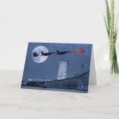 Santa, Slape, F-16 Jets en Red Biplane Kerstmis Feestdagen Kaart (Voorkant)