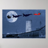 Santa, Slape, F-16 Jets en Red Biplane Kerstmis Poster (Voorkant)