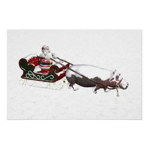 Santa Sled, geplukt door Hippopotamus Poster