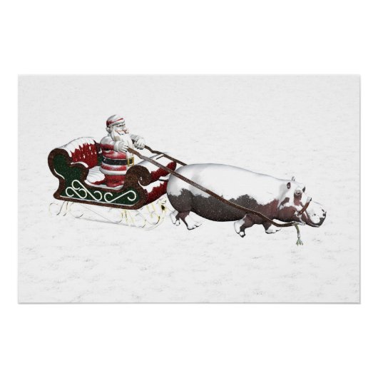 Santa Sled, geplukt door Hippopotamus Poster (Voorkant)