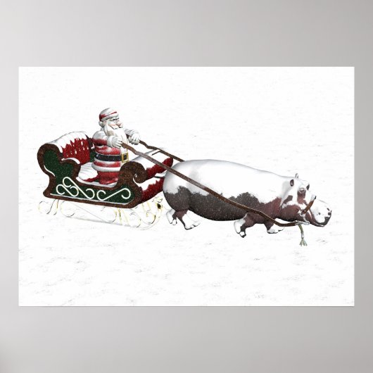 Santa Sled, geplukt door Hippopotamus Poster (Voorkant)